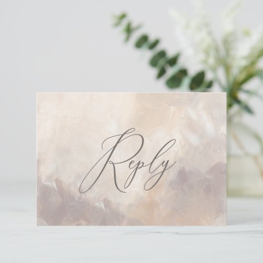 Carte Texte de peinture beige et crème script réponse ma (Debout devant)