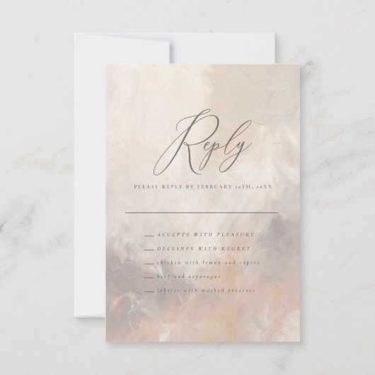 Carte Texte de peinture beige et crème script réponse ma (Dos)