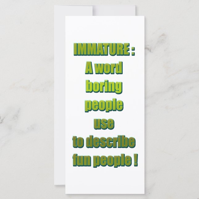 Carte Texte drôle immature (Devant)