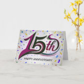 Carte Texte du 15e anniversaire avec Confetti du parti (Fleur jaune)