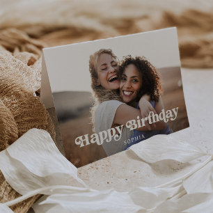 Carte Texte et photo rétro boho   Joyeux Anniversaire