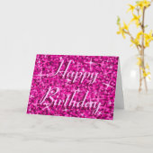 Carte texte Glitz rose 'Joyeux anniversaire' (Fleur jaune)