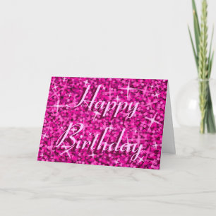 Carte texte Glitz rose 'Joyeux anniversaire'
