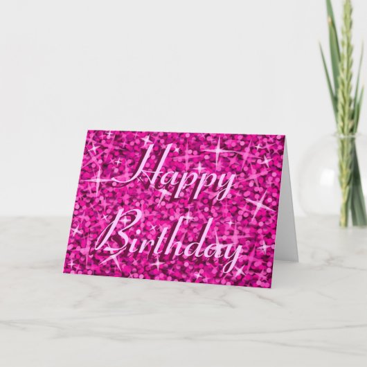 Carte texte Glitz rose 'Joyeux anniversaire' (Devant)