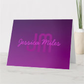 Carte Texte Monogrammé Moderne Éditable & Ombre Violet (Devant)