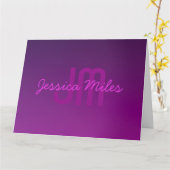 Carte Texte monogramme modifiable moderne & Ombre violet (Fleur jaune)