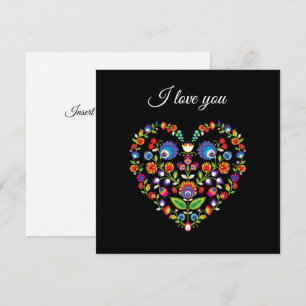 Carte ❤ Texte personnalisé, Cœur de folklore, Style Wyci