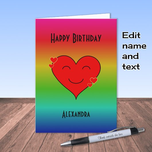 Carte Texte personnalisé d'anniversaire Rainbow