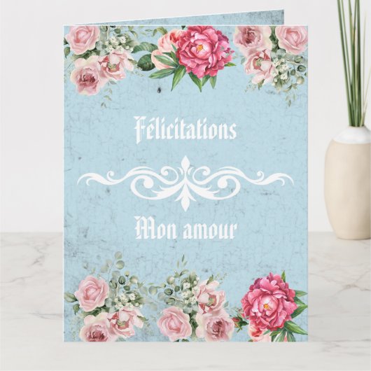 Carte Texte personnalisé Félicitations mon amour Rustiqu (Devant)