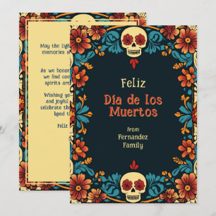 Carte 💀 texte personnalisé Fleurs éternelles Hommage