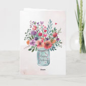 Carte Texte personnalisé Joyeux anniversaire Bouquet flo (Dos)