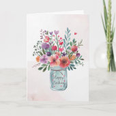 Carte Texte personnalisé Joyeux anniversaire Bouquet flo (Devant)