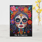 Carte Texte personnalisé 💀 La Calavera Catrina (Fleur jaune)