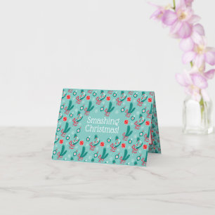 Carte Texte personnalisé Minty green Tennis Noël