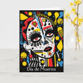 Carte Texte personnalisé 💀 Pop Art Calavera (Fleur jaune)