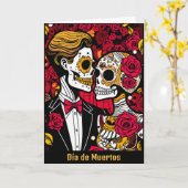 Carte Texte personnalisé 💀 Pop Día de Muertos (Fleur jaune)