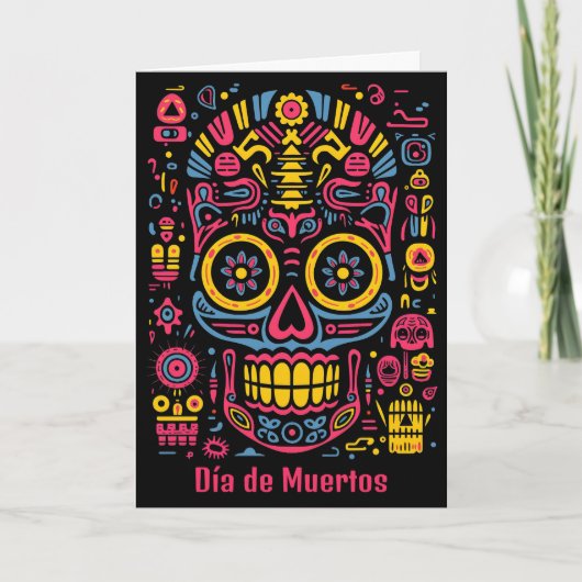 Carte Texte personnalisé 💀 style doodé Día de Muertos (Devant)