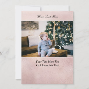 Carte Texte / Photo Rose Gold Faux Rose Metallic
