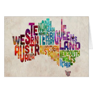 Carte texte typographique Australie