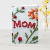 Carte textile florale tressée maman (Fleur jaune)