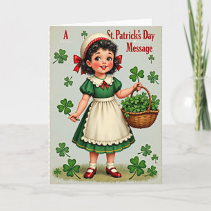 Carte Texture Pailletée Fille de la Saint-Patrick