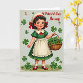 Carte Texture Pailletée Fille de la Saint-Patrick (Fleur jaune)