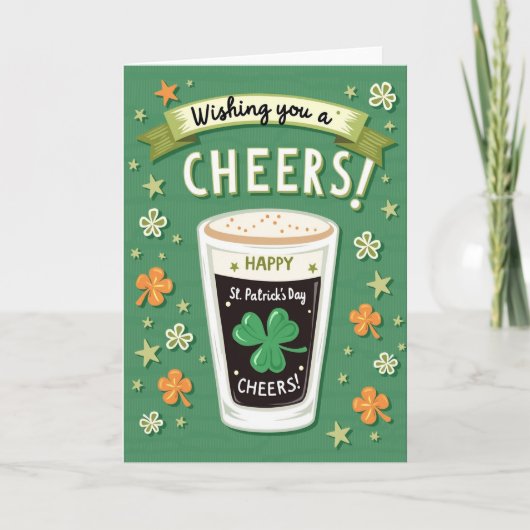 Carte texture pailletée Saint-Patrick Cheers (Devant)