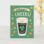 Carte texture pailletée Saint-Patrick Cheers (Fleur jaune)