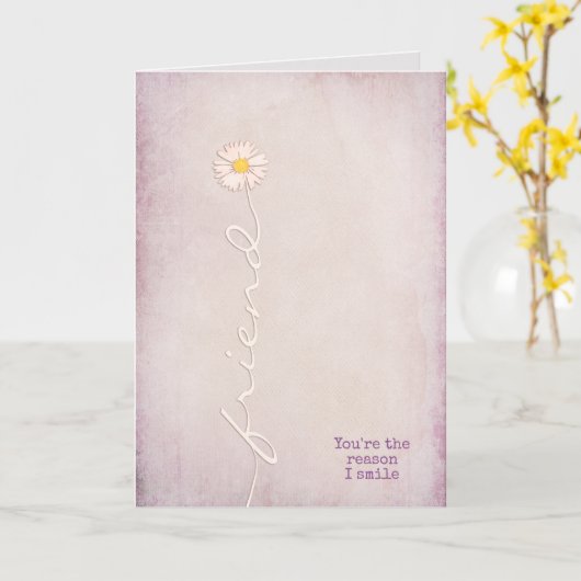 Carte texturé rose pour ami merci (Fleur jaune)
