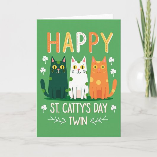 Carte Texturée Pailletée Chats Heureux (Devant)