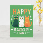 Carte Texturée Pailletée Chats Heureux (Fleur jaune)