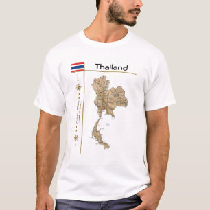 Carte Thaïlande + Drapeau + Titre T-Shirt
