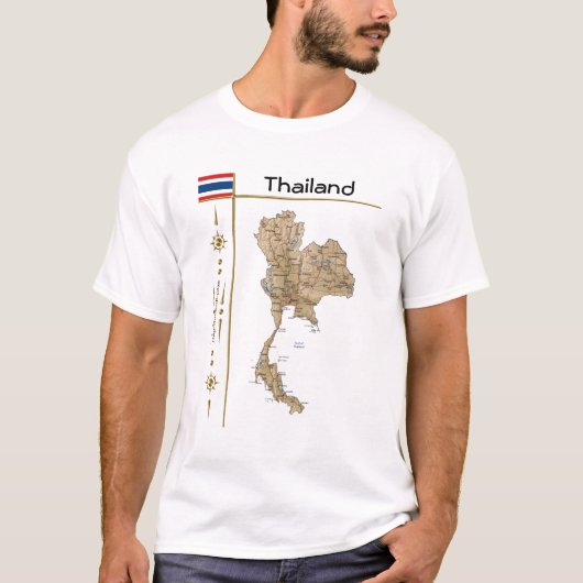 Carte Thaïlande + Drapeau + Titre T-Shirt (Devant)