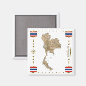 Carte Thaïlande + Magnet des drapeaux (Recto/Verso)
