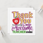 Carte Thank You Awesome Teacher (Devant/Arrière en situation)