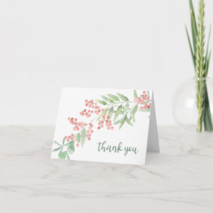 Carte Thank You Card with Branch of Flowers and Leaves