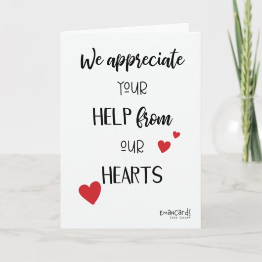 Carte Thank You for Volunteering with Hearts (Devant)