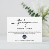 Carte Thank You For Your Referral Card (Debout devant)