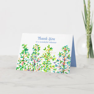 Carte Thank You Volunteer Watercolor Trees