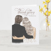 Carte Thank You Wedding Gift Bride and Groom Taupe (Fleur jaune)