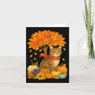 Carte Thankesgiving Automne Chat Leaf Automne Arbre Auto
