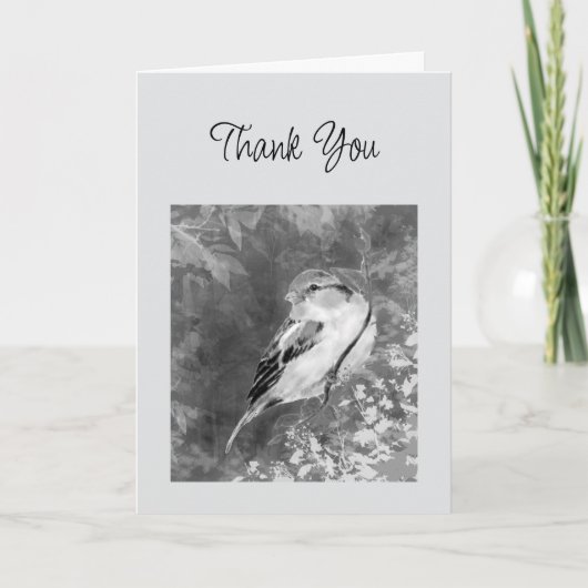 Carte Thanks Watercolor Sparrow Bird in Forest (Devant)