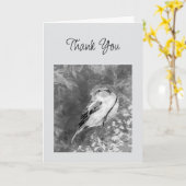 Carte Thanks Watercolor Sparrow Bird in Forest (Fleur jaune)