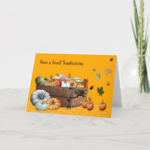 Carte Thanksgiving avec Citrouilles et Feuilles