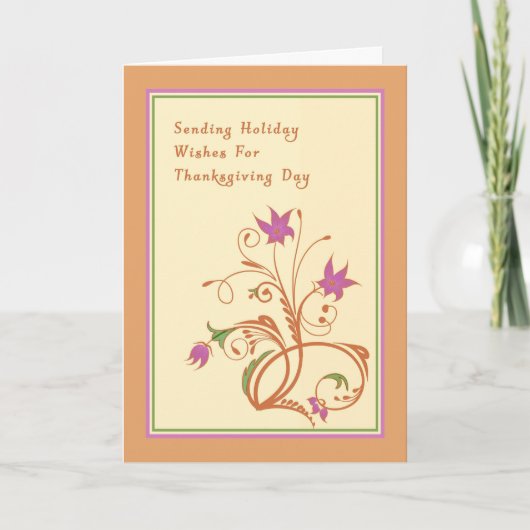 Carte Thanksgiving avec design floral (Devant)