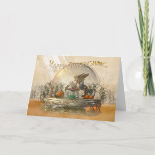 Carte Thanksgiving Avec Fairy Dans Le Colou D'Auto