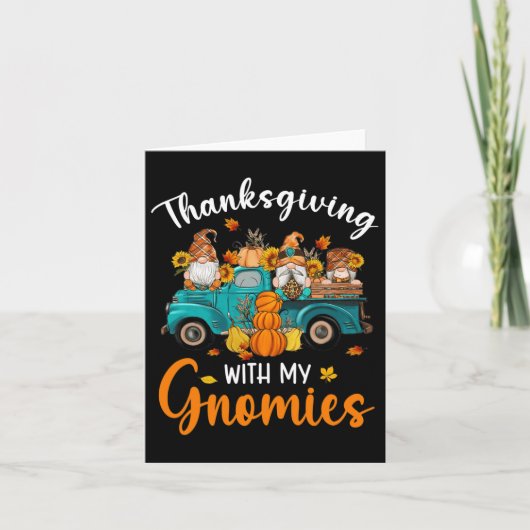 Carte Thanksgiving Avec Mes Gnomies Gnomes Amis Heureux (Devant)