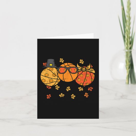 Carte Thanksgiving Basketballs Pilgrim Automne Automne H (Devant)