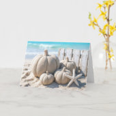 Carte Thanksgiving Beach Sand Pumpkins (Fleur jaune)