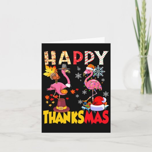 Carte Thanksgiving Christmas Flamingo Happy Thanksmas Xm (Devant)